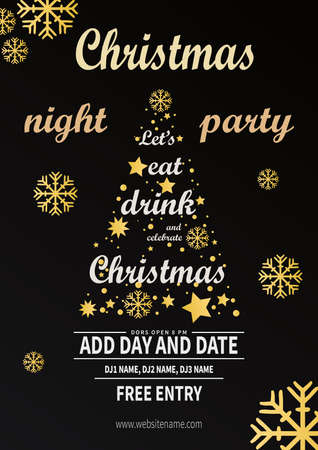 Christmas night party poster flyer social media post template designのイラスト素材