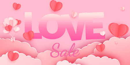valentine's love sale web banner social media post template designのイラスト素材