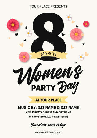 women's day 8 march party poster flyer social media post template designのイラスト素材