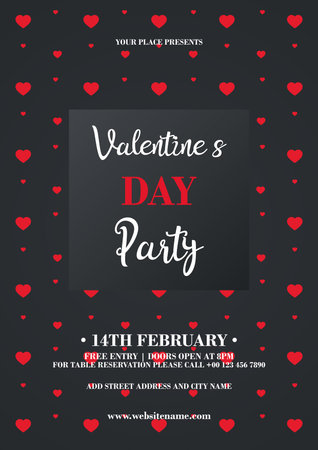 valentine's day celebration party flyer poster or social media post template designのイラスト素材
