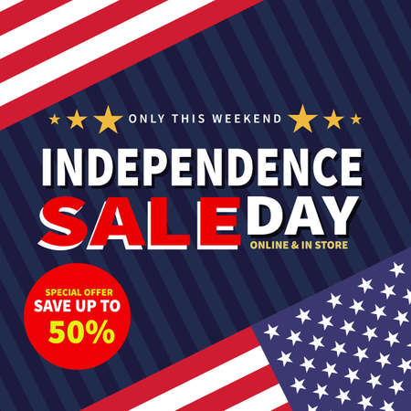 independence day sale discount poster flyer social media post designのイラスト素材