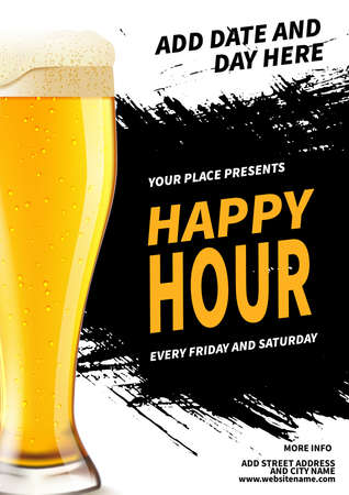 Happy hour poster flyer social media post template designのイラスト素材