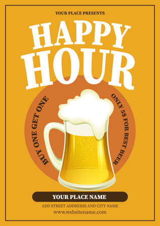 happy hour beer party poster flyer or social media post designのイラスト素材