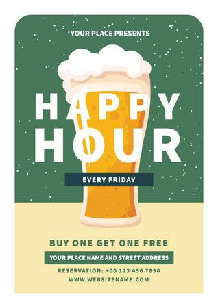 happy hour celebration party poster flyer social media post designのイラスト素材
