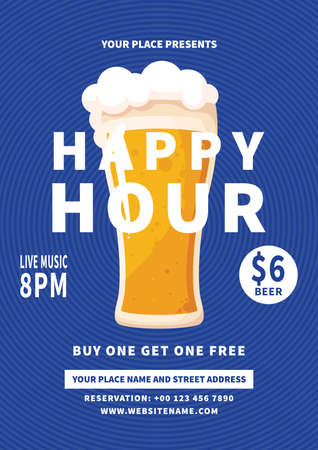happy hour party celebration poster flyer social media post designのイラスト素材