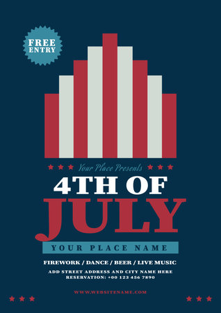 4th of July, independence day celebration party poster flyer or social media post designのイラスト素材