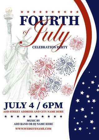 fourth of July party poster flyer or social media post template designのイラスト素材