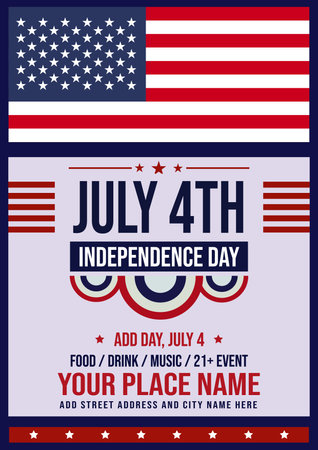 july 4, independence day celebration party poster flyer social media post designのイラスト素材