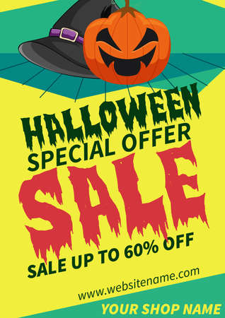 Halloween big sale poster flyer or social media post template designのイラスト素材