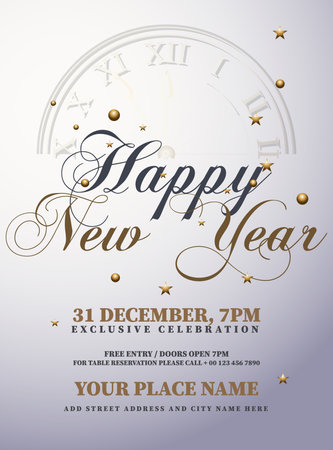 happy new year big party poster flyer social media post template designのイラスト素材