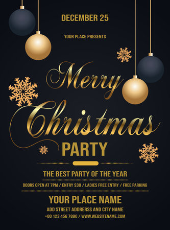 Christmas party celebration poster flyer or social media post designのイラスト素材