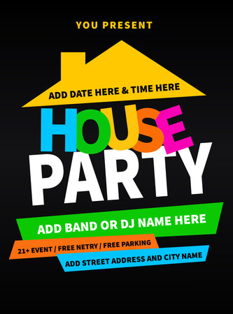 house party flyer poster social media post template designのイラスト素材