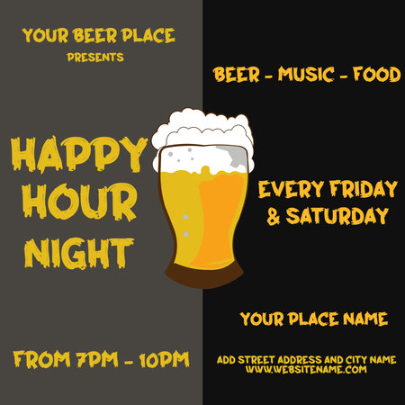 happy hour poster flyer social media post template designのイラスト素材