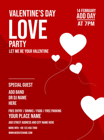 Valentine's day party flyer poster social media post designのイラスト素材