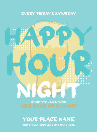 happy hour beer night poster flyer social media post designのイラスト素材