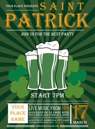 Saint Patrick's day party flyer poster or social media post designのイラスト素材