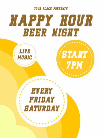 happy hour beer night poster flyer or social media post template designのイラスト素材
