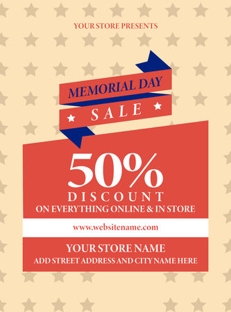 Memorial day discount sale poster flyer social media post designのイラスト素材