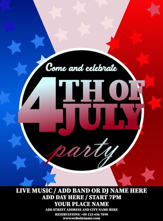 4th of July party flyer poster social media post template designのイラスト素材