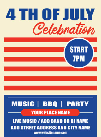4th of July celebration party poster flyer social media post template designのイラスト素材