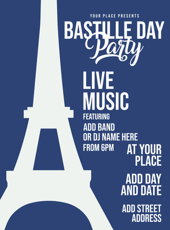 Bastille day party poster flyer social media post template designのイラスト素材