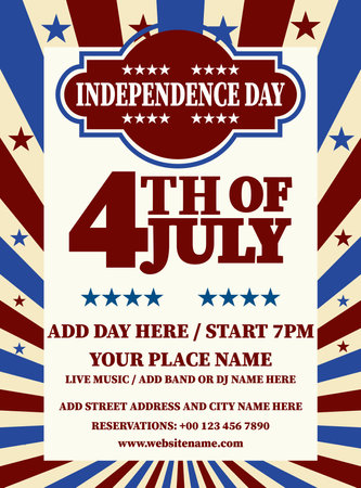 Independence day 4th July party poster flyer social media post designのイラスト素材
