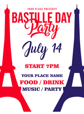 Bastille day celebration flyer poster or social media post designのイラスト素材