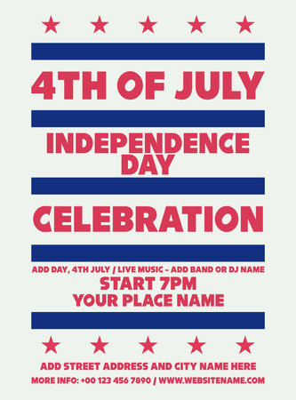 Fourth of July party flyer poster or social media post designのイラスト素材