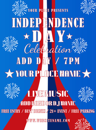 Independence day July 4 party flyer poster social media post designのイラスト素材