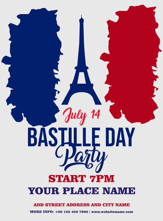 Bastille day party flyer poster or social media post designのイラスト素材