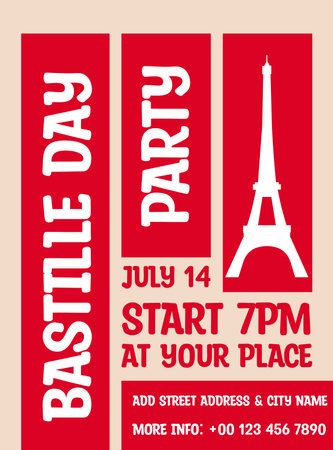 Bastille day celebration party poster flyer social media post template designのイラスト素材
