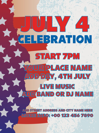 Independence day July 4 celebration party poster flyer social media post designのイラスト素材