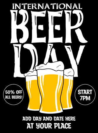 International beer day celebration poster flyer social media post designのイラスト素材