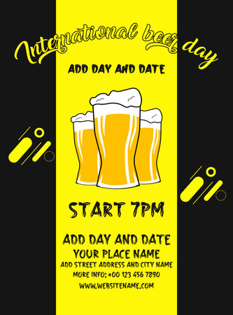 International beer day party poster flyer social media post designのイラスト素材