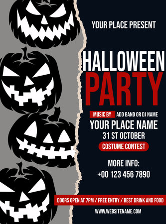 Halloween party night poster flyer or social media post designのイラスト素材