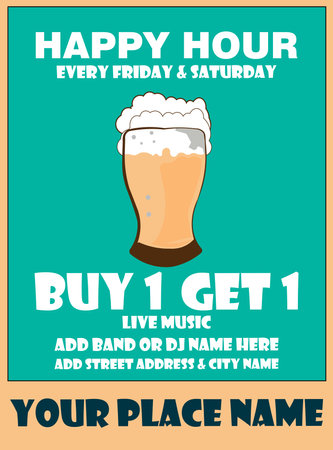 Happy hour party flyer poster or social media post designのイラスト素材