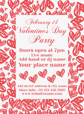 Valentine's day celebration party poster  flyer social media post designのイラスト素材