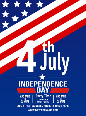 4th of July party poster flyer  social media post designのイラスト素材