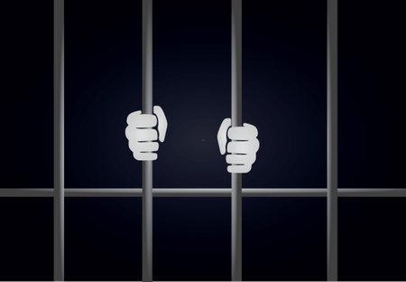 Prison bars and handsのイラスト素材