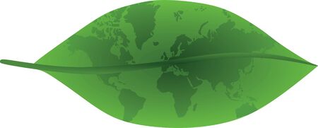 Green leaf with world inside eco signのイラスト素材