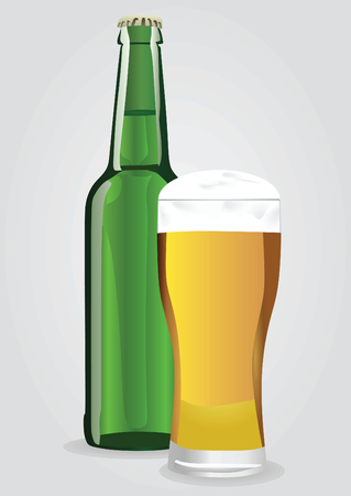 Beer bottle and beer glassのイラスト素材