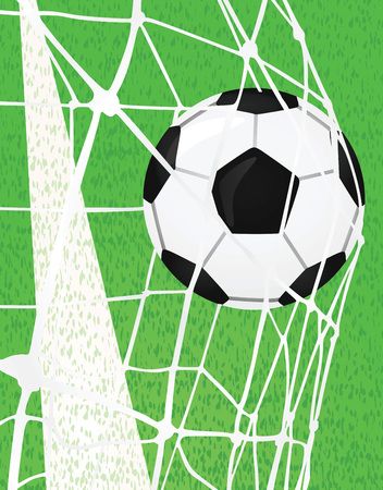 Soccer ball on the net goalのイラスト素材