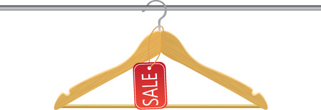 Wooden hanger with sale tagのイラスト素材