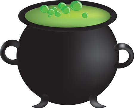 Witch cauldron with hot green potionのイラスト素材
