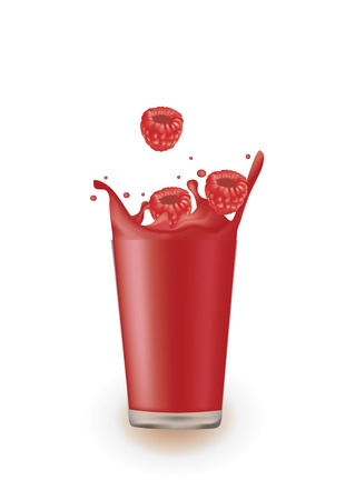 Raspberry juice with splash vector illustrationのイラスト素材