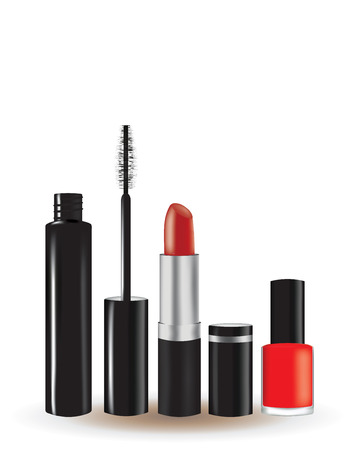 Woman makeup set, mascara, lipstick and nail polish, vectorのイラスト素材