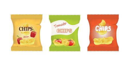 Potato chips bags. vector illustrationのイラスト素材