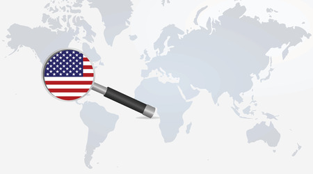 USA flag in magnifying glass. vector illustrationのイラスト素材
