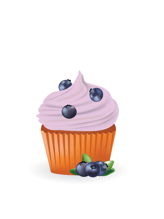 Blueberry cupcake. vector illustrationのイラスト素材