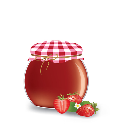 Strawberry jam jar. vector illustrationのイラスト素材